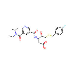 CCN(C(=O)c1cncc(C(=O)N[C@@H](CC(=O)O)C(=O)CSCc2ccc(F)cc2)c1)C(C)C ZINC000013533734