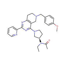 CCN(C(C)=O)[C@@H]1CCN(c2nc(-c3ccccn3)nc3c2CN(Cc2ccc(OC)cc2)CC3)C1 ZINC000653806307