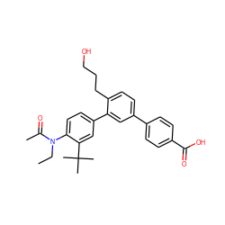 CCN(C(C)=O)c1ccc(-c2cc(-c3ccc(C(=O)O)cc3)ccc2CCCO)cc1C(C)(C)C ZINC000035834189