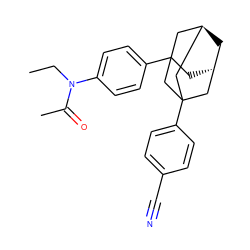 CCN(C(C)=O)c1ccc(C23C[C@H]4C[C@@H](CC(c5ccc(C#N)cc5)(C4)C2)C3)cc1 ZINC000299863168