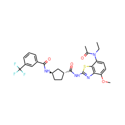 CCN(C(C)=O)c1ccc(OC)c2nc(NC(=O)[C@@H]3CC[C@@H](NC(=O)c4cccc(C(F)(F)F)c4)C3)sc12 ZINC000071319276