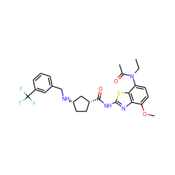 CCN(C(C)=O)c1ccc(OC)c2nc(NC(=O)[C@@H]3CC[C@H](NCc4cccc(C(F)(F)F)c4)C3)sc12 ZINC000071282081