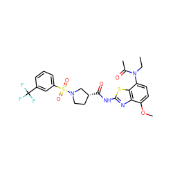 CCN(C(C)=O)c1ccc(OC)c2nc(NC(=O)[C@@H]3CCN(S(=O)(=O)c4cccc(C(F)(F)F)c4)C3)sc12 ZINC000071317421