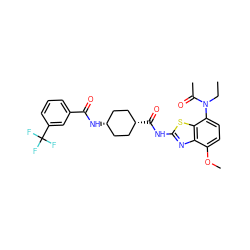 CCN(C(C)=O)c1ccc(OC)c2nc(NC(=O)[C@H]3CC[C@@H](NC(=O)c4cccc(C(F)(F)F)c4)CC3)sc12 ZINC000101409442