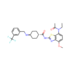 CCN(C(C)=O)c1ccc(OC)c2nc(NC(=O)[C@H]3CC[C@H](NCc4cccc(C(F)(F)F)c4)CC3)sc12 ZINC000254043431