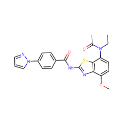 CCN(C(C)=O)c1ccc(OC)c2nc(NC(=O)c3ccc(-n4cccn4)cc3)sc12 ZINC000053276539