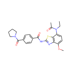 CCN(C(C)=O)c1ccc(OC)c2nc(NC(=O)c3ccc(C(=O)N4CCCC4)cc3)sc12 ZINC000053295885