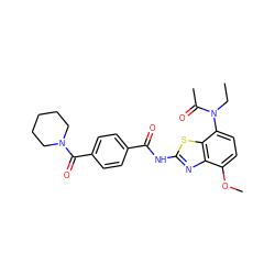 CCN(C(C)=O)c1ccc(OC)c2nc(NC(=O)c3ccc(C(=O)N4CCCCC4)cc3)sc12 ZINC000053229227