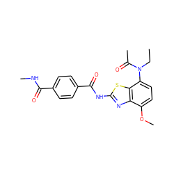 CCN(C(C)=O)c1ccc(OC)c2nc(NC(=O)c3ccc(C(=O)NC)cc3)sc12 ZINC000053295598