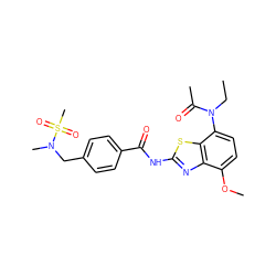 CCN(C(C)=O)c1ccc(OC)c2nc(NC(=O)c3ccc(CN(C)S(C)(=O)=O)cc3)sc12 ZINC000053244119