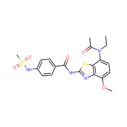 CCN(C(C)=O)c1ccc(OC)c2nc(NC(=O)c3ccc(NS(C)(=O)=O)cc3)sc12 ZINC000053276594