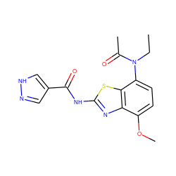 CCN(C(C)=O)c1ccc(OC)c2nc(NC(=O)c3cn[nH]c3)sc12 ZINC000053295666