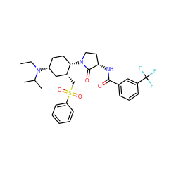 CCN(C(C)C)[C@@H]1CC[C@H](N2CC[C@H](NC(=O)c3cccc(C(F)(F)F)c3)C2=O)[C@H](CS(=O)(=O)c2ccccc2)C1 ZINC000049780855