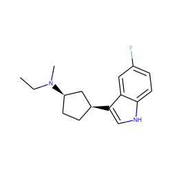 CCN(C)[C@@H]1CC[C@H](c2c[nH]c3ccc(F)cc23)C1 ZINC000038678600