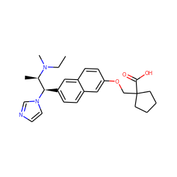 CCN(C)[C@H](C)[C@@H](c1ccc2cc(OCC3(C(=O)O)CCCC3)ccc2c1)n1ccnc1 ZINC000034642621