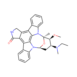 CCN(C)[C@H]1C[C@@H]2O[C@](C)([C@H]1OC)n1c3ccccc3c3c4c(c5c6ccccc6n2c5c31)C(=O)NC4 ZINC000027331881