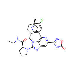 CCN(C)C(=O)[C@@H]1CCCN1c1nc2cc(-c3noc(=O)[nH]3)nc(-c3cncc(Cl)c3)c2n1C[C@H]1CC[C@H](C)CC1 ZINC000261149370