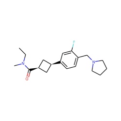 CCN(C)C(=O)[C@H]1C[C@@H](c2ccc(CN3CCCC3)c(F)c2)C1 ZINC000254133712