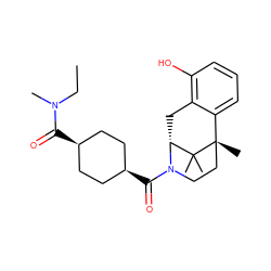 CCN(C)C(=O)[C@H]1CC[C@@H](C(=O)N2CC[C@@]3(C)c4cccc(O)c4C[C@@H]2C3(C)C)CC1 ZINC001772617460