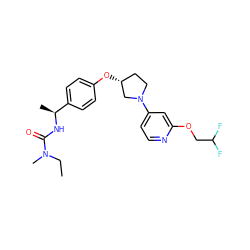 CCN(C)C(=O)N[C@@H](C)c1ccc(O[C@@H]2CCN(c3ccnc(OCC(F)F)c3)C2)cc1 ZINC000169709678