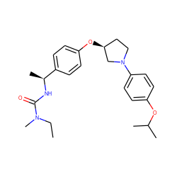 CCN(C)C(=O)N[C@@H](C)c1ccc(O[C@H]2CCN(c3ccc(OC(C)C)cc3)C2)cc1 ZINC001772597730