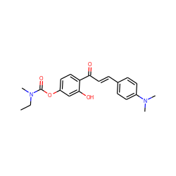 CCN(C)C(=O)Oc1ccc(C(=O)/C=C/c2ccc(N(C)C)cc2)c(O)c1 ZINC001772580074