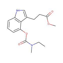 CCN(C)C(=O)Oc1cccc2[nH]cc(CCC(=O)OC)c12 ZINC000095577934