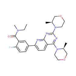 CCN(C)C(=O)c1cc(-c2ccc3c(N4CCOC[C@@H]4C)nc(N4CCOC[C@@H]4C)nc3n2)ccc1F ZINC000139703168