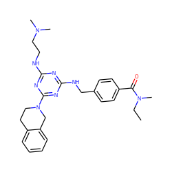 CCN(C)C(=O)c1ccc(CNc2nc(NCCN(C)C)nc(N3CCc4ccccc4C3)n2)cc1 ZINC000140391675