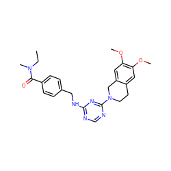 CCN(C)C(=O)c1ccc(CNc2ncnc(N3CCc4cc(OC)c(OC)cc4C3)n2)cc1 ZINC000141177161