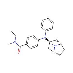 CCN(C)C(=O)c1ccc(N(c2ccccc2)[C@H]2C[C@@H]3CC[C@H](C2)N3C)cc1 ZINC000100759845