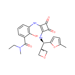 CCN(C)C(=O)c1cccc(Nc2c(N[C@@H](c3ccc(C)o3)C3(C)COC3)c(=O)c2=O)c1O ZINC000473215489