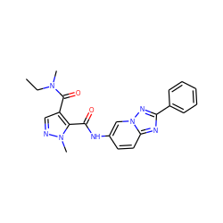 CCN(C)C(=O)c1cnn(C)c1C(=O)Nc1ccc2nc(-c3ccccc3)nn2c1 ZINC000205039624