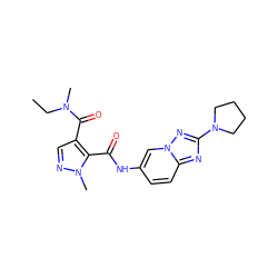 CCN(C)C(=O)c1cnn(C)c1C(=O)Nc1ccc2nc(N3CCCC3)nn2c1 ZINC000204939421