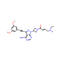 CCN(C)C/C=C/C(=O)N1CC(n2nc(C#Cc3cc(OC)cc(OC)c3)c3c(N)ncnc32)C1 ZINC000225121382