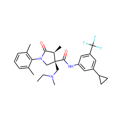 CCN(C)C[C@@]1(C(=O)Nc2cc(C3CC3)cc(C(F)(F)F)c2)CN(c2c(C)cccc2C)C(=O)[C@H]1C ZINC000142543592