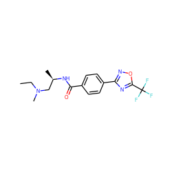 CCN(C)C[C@@H](C)NC(=O)c1ccc(-c2noc(C(F)(F)F)n2)cc1 ZINC000142959465