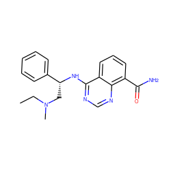 CCN(C)C[C@@H](Nc1ncnc2c(C(N)=O)cccc12)c1ccccc1 ZINC000114346944