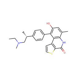 CCN(C)C[C@H](C)c1ccc(-c2c(O)cc(C)c3[nH]c(=O)c4sccc4c23)cc1 ZINC000164921476