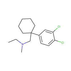 CCN(C)CC1(c2ccc(Cl)c(Cl)c2)CCCCC1 ZINC000066136522