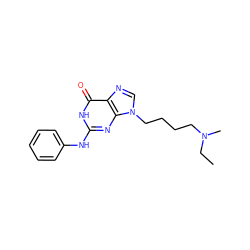 CCN(C)CCCCn1cnc2c(=O)[nH]c(Nc3ccccc3)nc21 ZINC000013644873