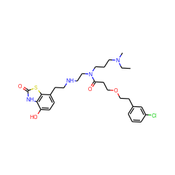 CCN(C)CCCN(CCNCCc1ccc(O)c2[nH]c(=O)sc12)C(=O)CCOCCc1cccc(Cl)c1 ZINC000169346894