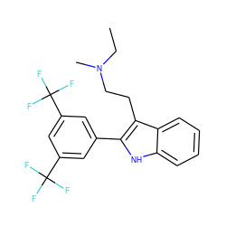 CCN(C)CCc1c(-c2cc(C(F)(F)F)cc(C(F)(F)F)c2)[nH]c2ccccc12 ZINC000026647083