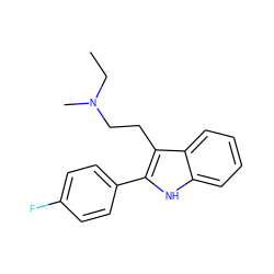 CCN(C)CCc1c(-c2ccc(F)cc2)[nH]c2ccccc12 ZINC000026641114