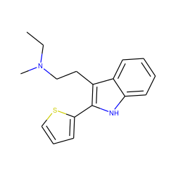 CCN(C)CCc1c(-c2cccs2)[nH]c2ccccc12 ZINC000026643080