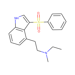 CCN(C)CCc1cccc2[nH]cc(S(=O)(=O)c3ccccc3)c12 ZINC000045391472