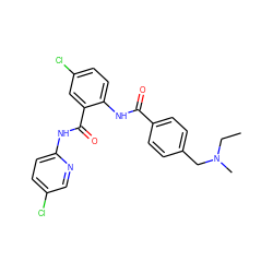 CCN(C)Cc1ccc(C(=O)Nc2ccc(Cl)cc2C(=O)Nc2ccc(Cl)cn2)cc1 ZINC000028094757