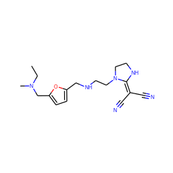 CCN(C)Cc1ccc(CNCCN2CCNC2=C(C#N)C#N)o1 ZINC000002010404