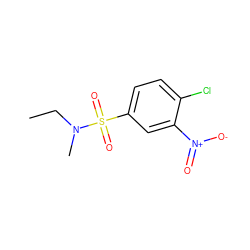 CCN(C)S(=O)(=O)c1ccc(Cl)c([N+](=O)[O-])c1 ZINC000029487406