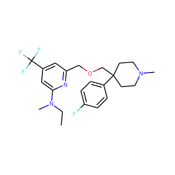 CCN(C)c1cc(C(F)(F)F)cc(COCC2(c3ccc(F)cc3)CCN(C)CC2)n1 ZINC000095587191